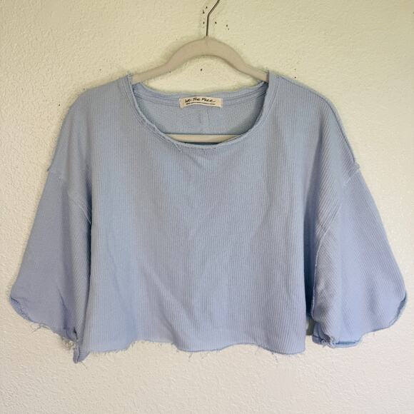 Free People Off My Mind Top Womens Small Oversize Cropped Waffle Knit Flowy S - Picture 1 of 10